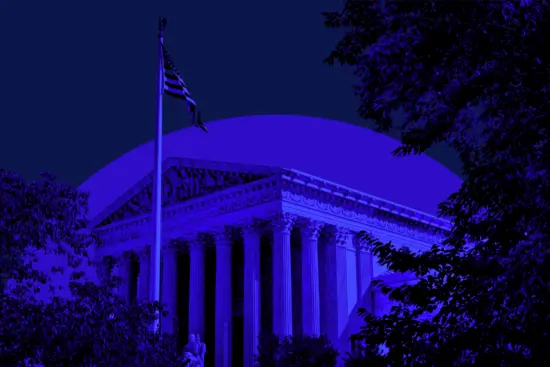 Supreme Court washed in blue