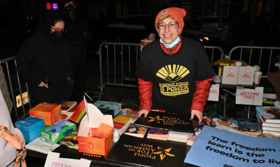 People For National Field Director Alana Byrd appears at a protest in NYC