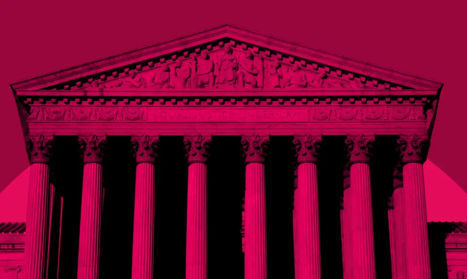 Red stylized photo of the Supreme Court