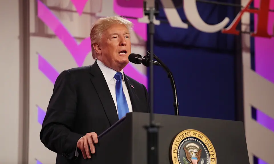 President Donald Trump speaks to the 2017 Values Voter Summit in Washington, D.C.