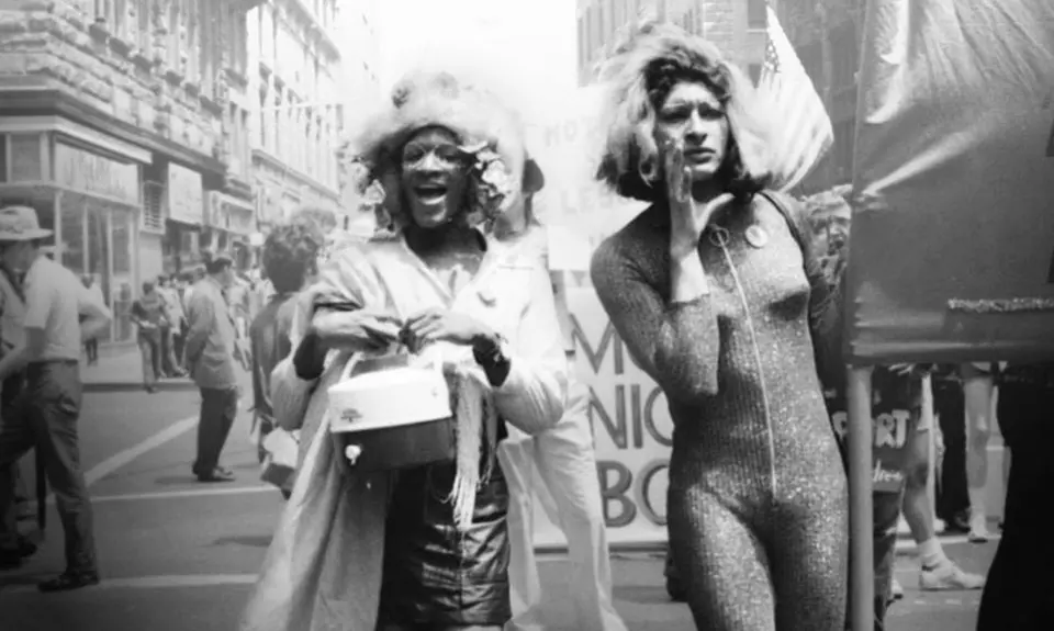 Marsha P. Johnson and Sylvia Rivera march in the street