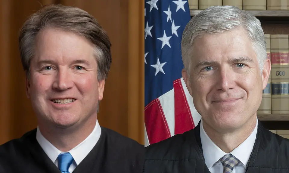 Headshots of Brett Kavanaugh and Neil Gorsuch