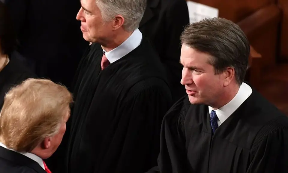 Brett Kavanaugh and Neil Gorsuch speak with Donald Trump