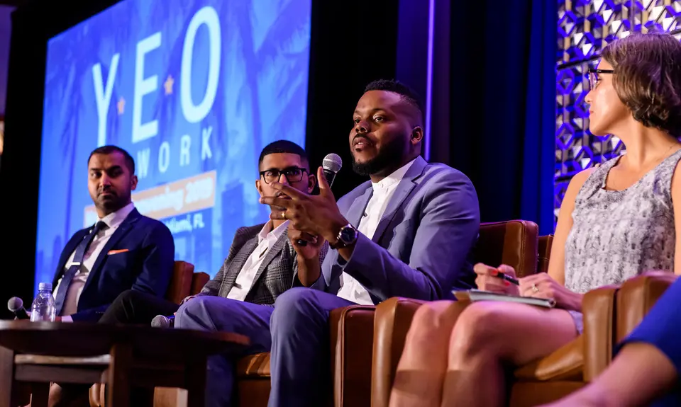 Michael Tubbs speaks at a YEO Network event