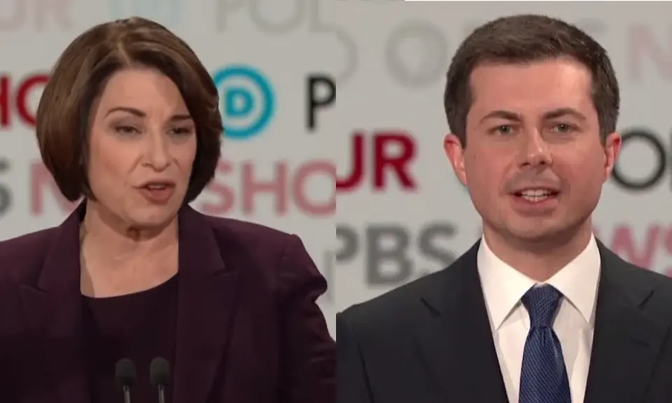 Amy Klobuchar and Pete Buttigieg at the Democratic debate in December