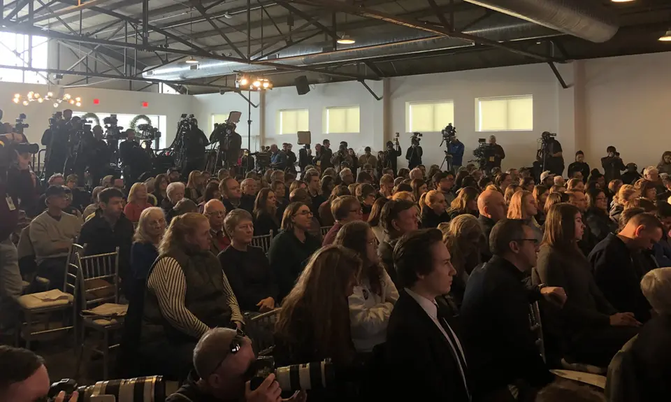 A crowd watches the stage at "We the People 2020" in Iowa on January 19, 2020.