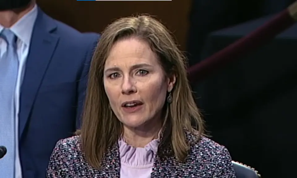 Amy Coney Barrett at her confirmation hearing before the Senate Judiciary Committee on October 13.