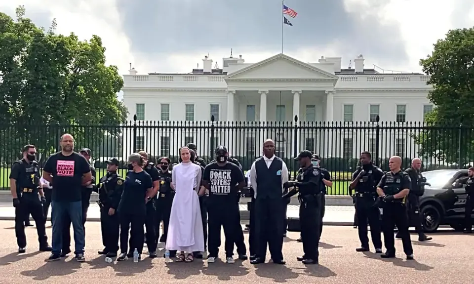 People For President Ben Jealous is arrested for protesting peacefully at the White House on October 5, 2021