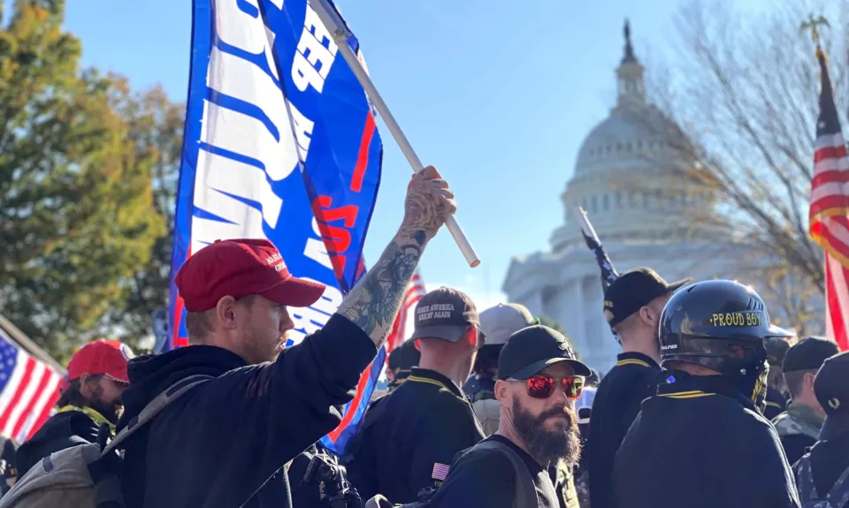 Members of the Proud Boys attend the "Stop the Steal" march (also referred to as "March for Trump" and "MIillion MAGA March") on Washington, D.C., on Nov. 14. (Photo: Kristen Doerer)