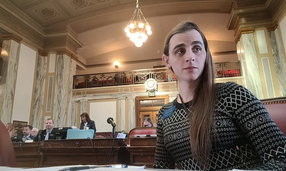 Montana Rep. Zooey Zephyr at her seat in the Montana state House.