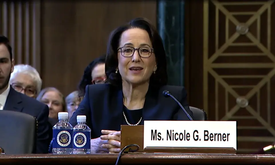 Nicole Berner at confirmation hearing