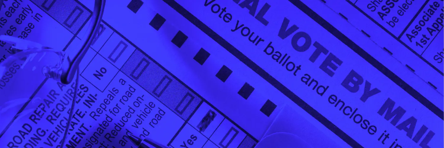 blue photo of a mail in ballot