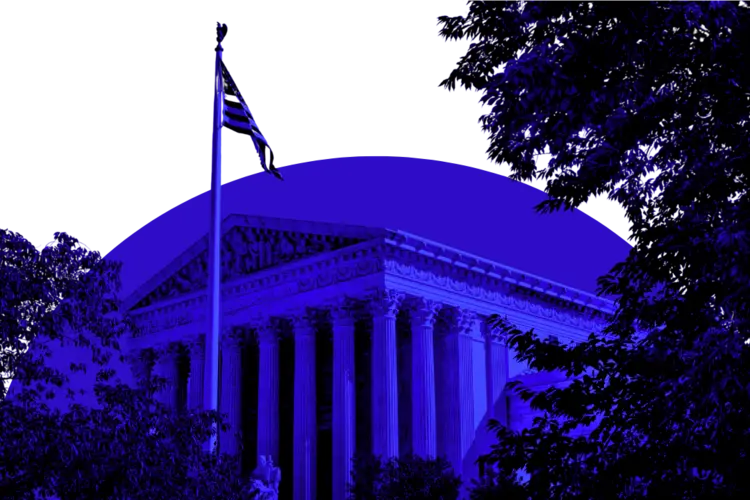 SCOTUS with flag washed in blue