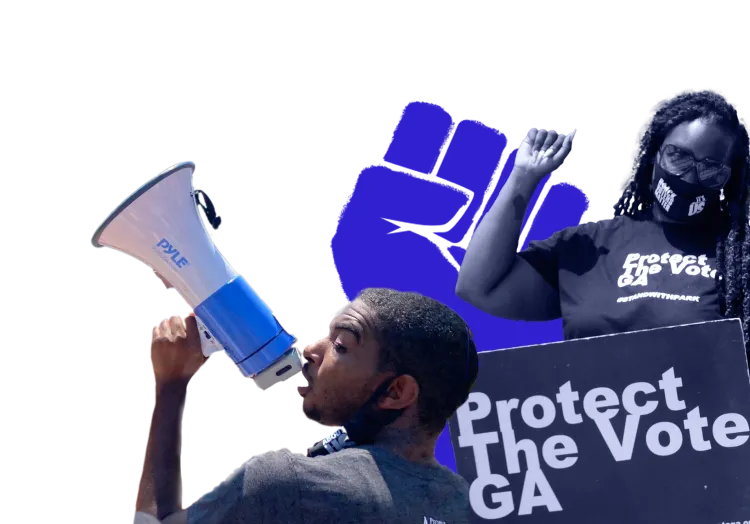 Voting rights activist with megaphone