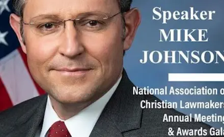 Flyer announcing Mike Johnson speaking at the National Association of Christian Lawmakers