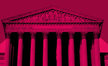 Red stylized photo of the Supreme Court