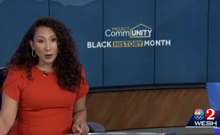 WESH screenshot of anchor in front of Black History Month display