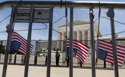 American flags displayed upside down to express threats at the U.S. Supreme Court