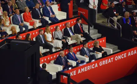 Several attendees, including Donald Trump, seated at the Republican National Convention