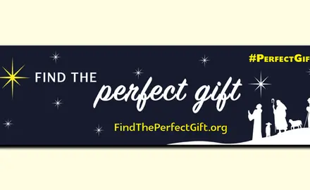 Biblical silhouettes with the words "Find the perfect gift"