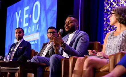 Michael Tubbs speaks at a YEO Network event