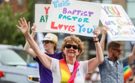 Female pastors show their LGBTQ support during the Capital Pride Parade