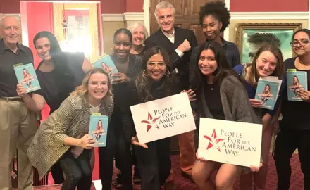 Cristela Alonzo with PFAW staff on the night of her D.C. showing of her comedy tour, "My Affordable Care Act."