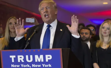 Donald Trump speaks at an event in New York