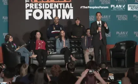 Julián Castro speaks at the People's Presidential Forum in Las Vegas, Nevada in 2019.