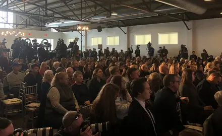 A crowd watches the stage at "We the People 2020" in Iowa on January 19, 2020.