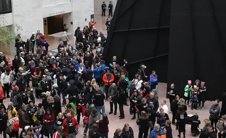 Activists gather in the atrium of the Hart Senate Office Building on January 29, 2020.