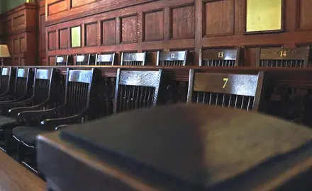 Jurors box in a courtroom