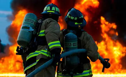 Firefighters fighting a fire