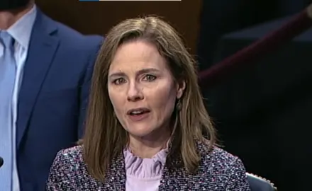 Amy Coney Barrett at her confirmation hearing before the Senate Judiciary Committee on October 13.