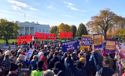 A crowd of 800 people demonstrate for voting rights in front of the White House on November 17, 2021.