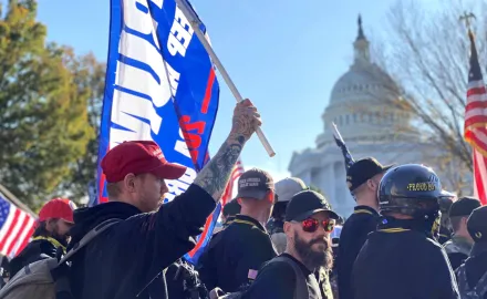 Members of the Proud Boys attend the "Stop the Steal" march (also referred to as "March for Trump" and "MIillion MAGA March") on Washington, D.C., on Nov. 14. (Photo: Kristen Doerer)