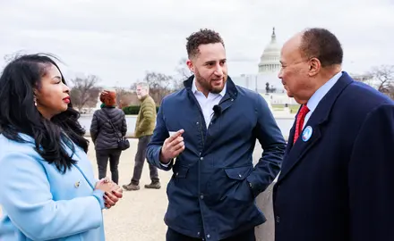 People For President Svante Myrick speaks with Martin Luther King III and Arndrea King