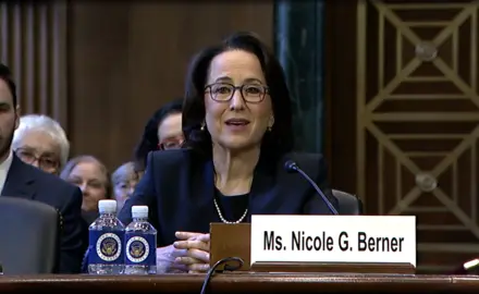 Nicole Berner at her confirmation hearing.