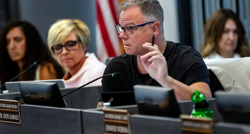 School Board President Joseph Komrosky speaking at a meeting in Temecula.