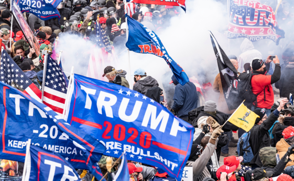 Trump flags at the Capitol insurrection on January 6, 2021