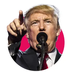 Picture of Trump pointing against a red background