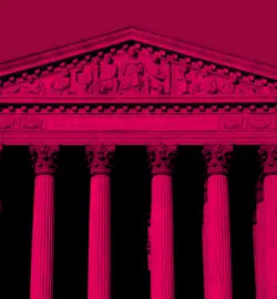 Red stylized photo of the Supreme Court