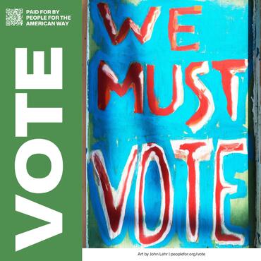 Art print by John Lehr that reads "we must vote" 