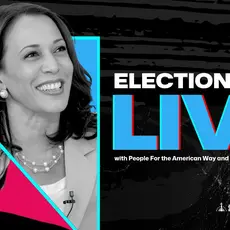 Photos of Kamala Harris and Donald Trump with text reading "Election Night Live"