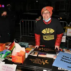 People For National Field Director Alana Byrd appears at a protest in NYC