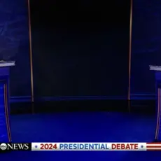 Kamala Harris and donald trump on the debate stage