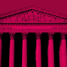 Red stylized photo of the Supreme Court