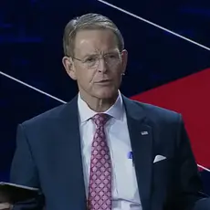 Tony Perkins speaking while seated on stage at Pray Vote Stand conference