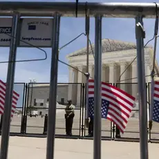 American flags displayed upside down to express threats at the U.S. Supreme Court