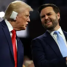 Republican presidential candidate, former U.S. President Donald Trump and Republican vice presidential candidate, U.S. Sen. J.D. Vance (R-OH) appear on the first day of the Republican National Convention